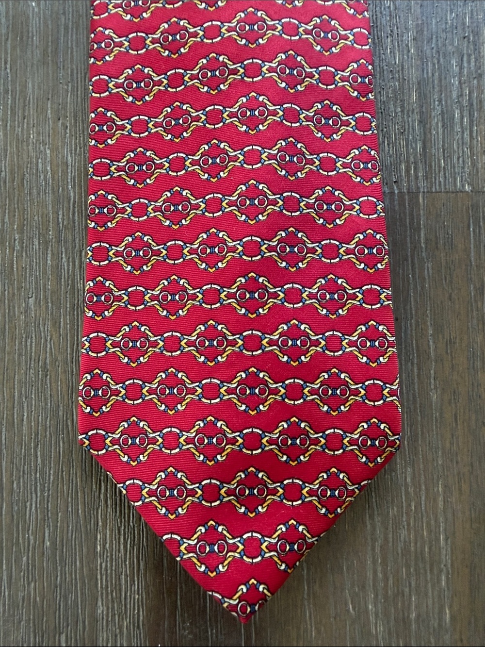 Men's Paolo Gucci Vintage Horse-bit Silk Tie Italy Equestrian